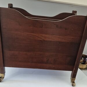 Ethan Allen Wooden Magazine Rack with Brass Accents